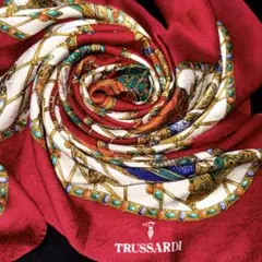 TRUSSARDIシルクスカーフ　ヴィンテージ　希少宝石アンティーク時計柄　美品のサムネイル