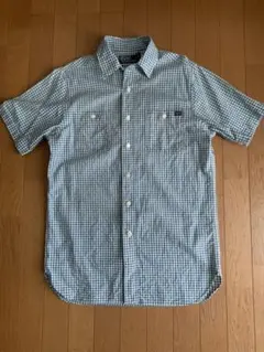 ポロラルフローレン 半袖シャツ ギンガムチェック 青×白 S(M-L)