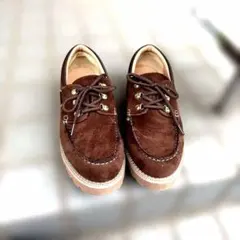 レザー モカシン デッキシューズ ブラウン - メルカリ