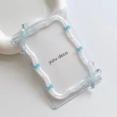 レジンデコ 硬質ケーストレカケース B8 推し活 うねうね 白 水色 リボン 青