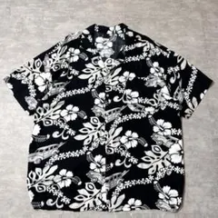 90s vintage レーヨン100% 開襟 アロハシャツ ハイビスカス 車のサムネイル