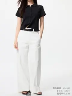 ユニクロ ワイドトラウザージーンズ ホワイト Mサイズ