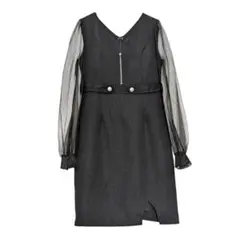 DAZZY 袖シアー ツイード生地 キャバドレス ブラック