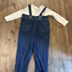 デニムオーバーオール フラワー刺繍付き コーデ売り
