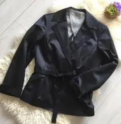 Aquascutum テーラードジャケット ベルト付き ブラックのサムネイル