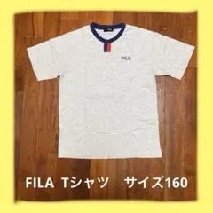 FILA グレー Tシャツ ネイビーリブ（ユニセックス）