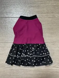 犬服 フリル付きドレス 紫と黒のドット