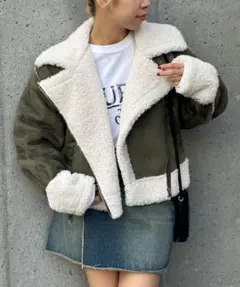 Ciaopanic ショートフェイクムートンボア切り替えジャケット