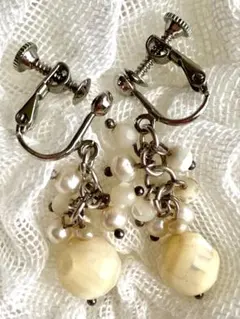 コスチュームジュエリー天然石アクセサリーイヤリング本真珠シェルパール