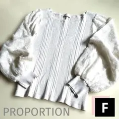 【難あり】プロポーションオフホワイト長袖ニットロンTレースストレッチFサイズ