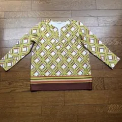 幾何学模様 トップス 七分袖 Mサイズ