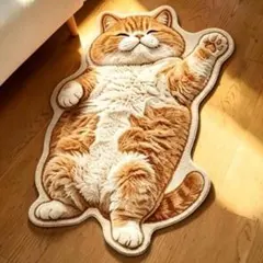 【新品】猫柄 デザインマット インテリア マルチマット ネコラグ 茶トラ