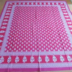 インド綿100%マルチカバー★ダブルサイズ★210✕220cm(ピンク)