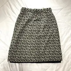 モード系 スカート ミモレ丈 総柄 白黒