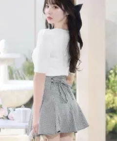 ミシェルマカロン　フレアミニスカート　ギンガムチェック