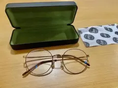 ラウンドフレーム　Zoff 伊達メガネ　レディース　メガネケースとメガネ拭き付き