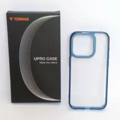 iPhone15Pro 用 ケース カメラスタンド ブルー クリア