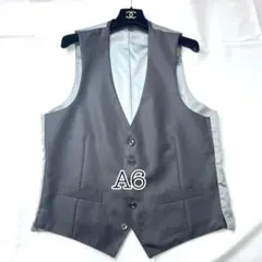 極美品　コナカ スーツベスト グレー　シャドーストライプ　A6 L