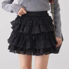 【新品】 NICE CLAUP ナイスクラップ フリルミニスカート ブラック 黒