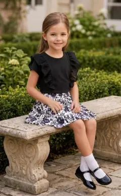 タルティーヌエショコラ 120ｃｍサイズ ダークネイビー フリルトップス