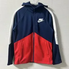 ナイキ 140㎝ フード付きジャージ　ネイビー/レッド