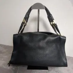 美品☆IANNE イアンヌ 本革 ハンドバッグ ブラック ゴールド金具