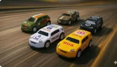 ミニカー5台セット　プルバックカー まとめ売り（パトカー・スクールバス他）