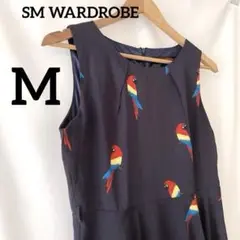 SM WARDROBE ワンピース M レトロ　鳥柄　鳥好きさん　オシャレ