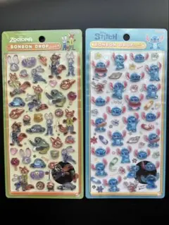 【正規品】ズートピア、スティッチ、ボンボンドロップシールセット