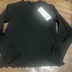 GU ブラック 長袖カットソー　フリルハイネックT 長袖　ブラウス　130