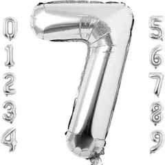 ❤️【数字7】風船バルーン バースデーバルーン 誕生日ナンバーバルーン シルバー