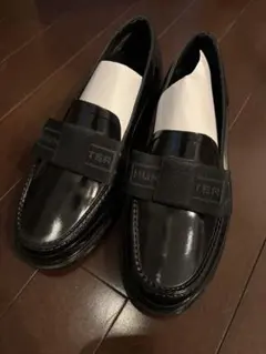 【極美品】HUNTER ハンター レインローファー 24cm 黒 ロゴベルト