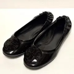 TORY BURCH REVA フラットシューズ バレエ エナメル ブラック