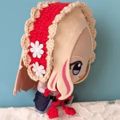 〈朱色×バニラ色〉ぬい服　ヘッドドレス　にじぬい ちびぐるみ