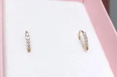 新品 天然ダイヤモンド フープピアスK10保証書 エタニティ