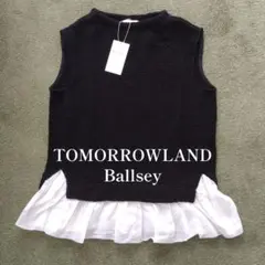 ballsey バルキーヤーンジャージーコンビ ノースリーブ プルオーバー 黒