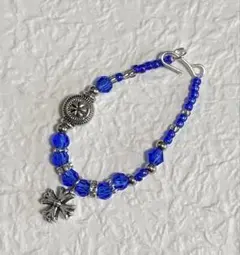 ドール用十字架×ブルービーズデザインネックレス