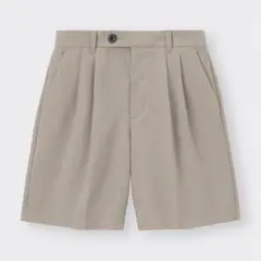 GU Wタックショートパンツ S ベージュ