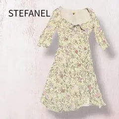 STEFANEL ステファネル 花柄ワンピース 七分袖 フレア ベージュ系 Mのサムネイル