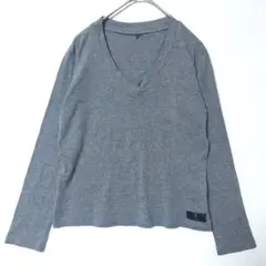 グレー 長袖 Vネックカットソー 無地 GINZA TANAGOKORO