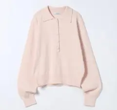 【JEANASIS】12Gカバーリングボタンポロニット　ピンク