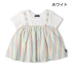 ムージョンジョン 90 ストライプ・チェックチュニック風半袖Tシャツ