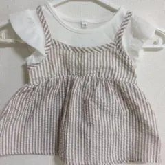 ストライプ柄フリル袖チュニック 110