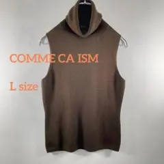 COMME CA ISM ブラウン タートルネック ノースリーブ L a168⑦