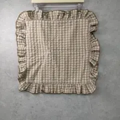 □ Francfranc チェック柄フリルクッション(座布団)カバー