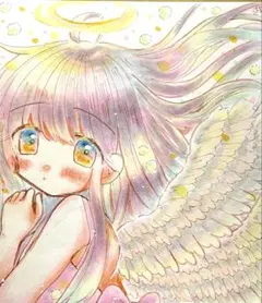 【送料込】オリジナル 手描きイラスト 肩甲骨のはね 【小色紙】