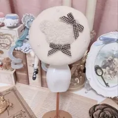 【MDDサイズ】ドール用ベレー帽￤くまちゃん(ベージュ)