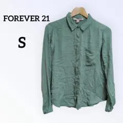 FOREVER 21 グリーン長袖シャツ【S】レディース ブラウス トップス