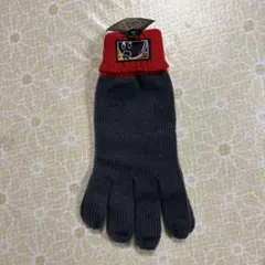 グレーと赤のニット手袋