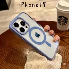 iPhone17 ケース ブルー クリア 磁気 ワイヤレス充電 保護